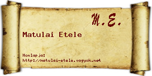 Matulai Etele névjegykártya